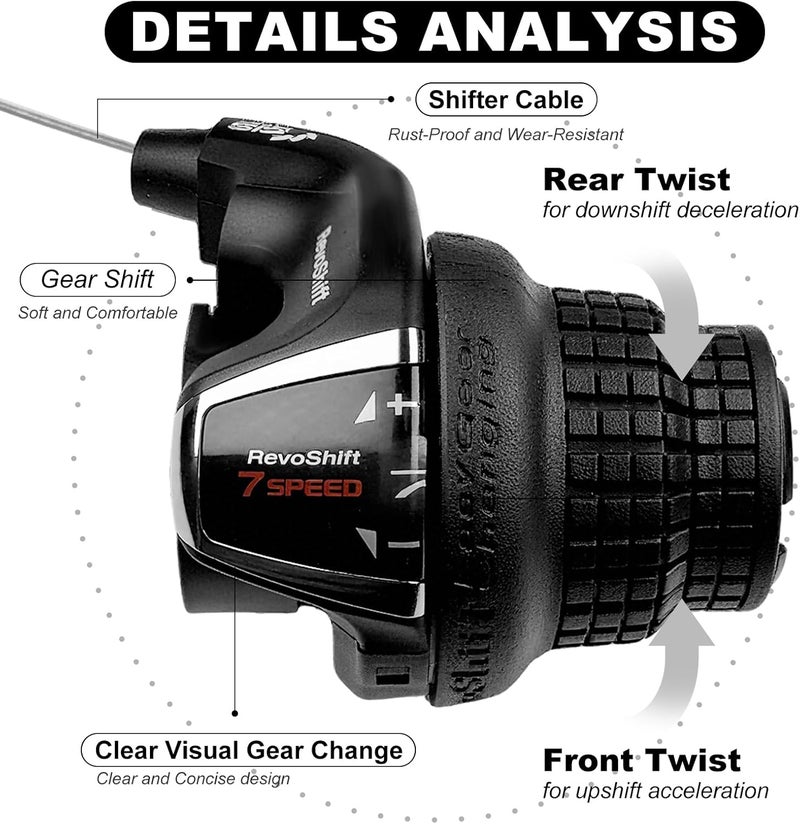 Relwears 7 Speed Right Shift Lever SL-RS35-7R, Bicycle Twist Shifter Lever for Mountain Bike Commuter Bike Folding Bike - Image 3